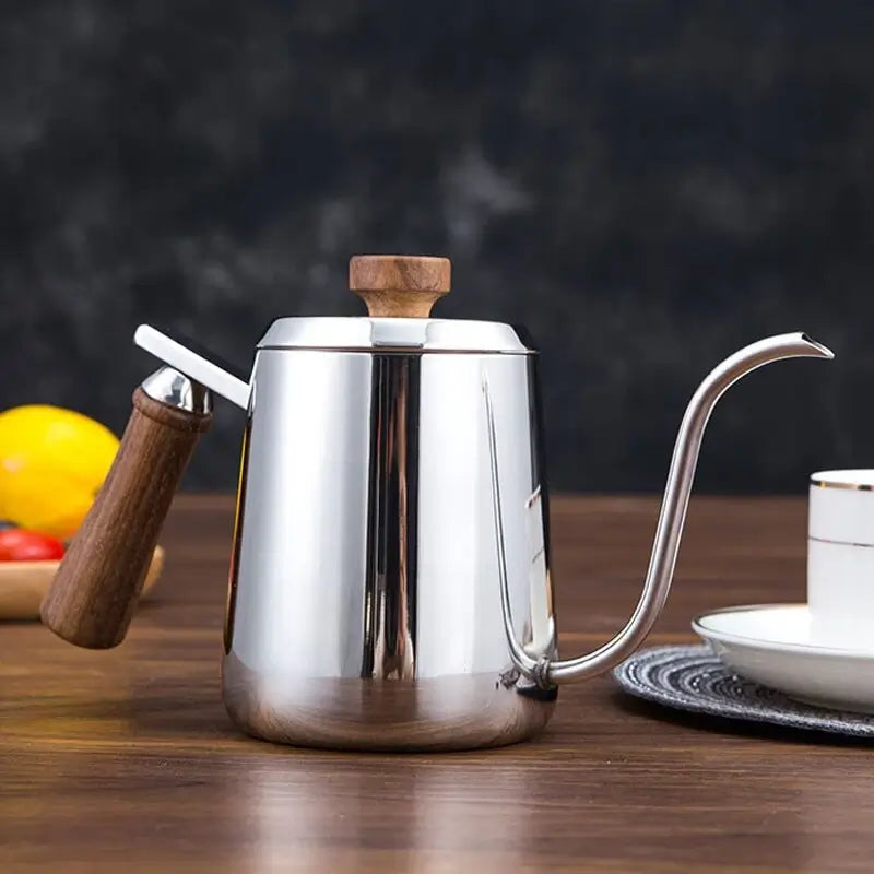 Chaleira Pescoço de Ganso Gooseneck Wood Inox