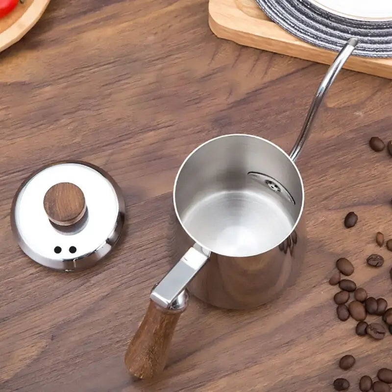 Chaleira Pescoço de Ganso Gooseneck Wood Inox
