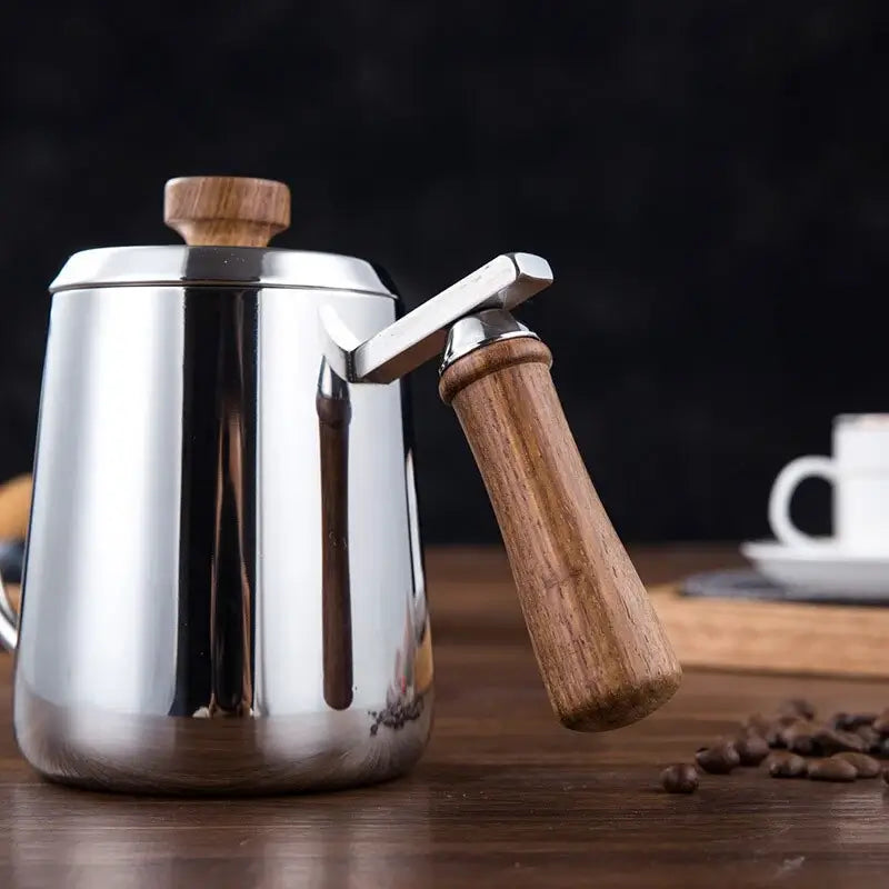 Chaleira Pescoço de Ganso Gooseneck Wood Inox